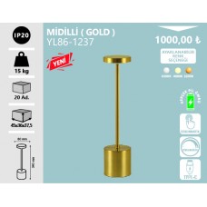 MIDILLI MASA LAMBASI ŞARJ EDİLEBİLİR GOLD- 3 RENK